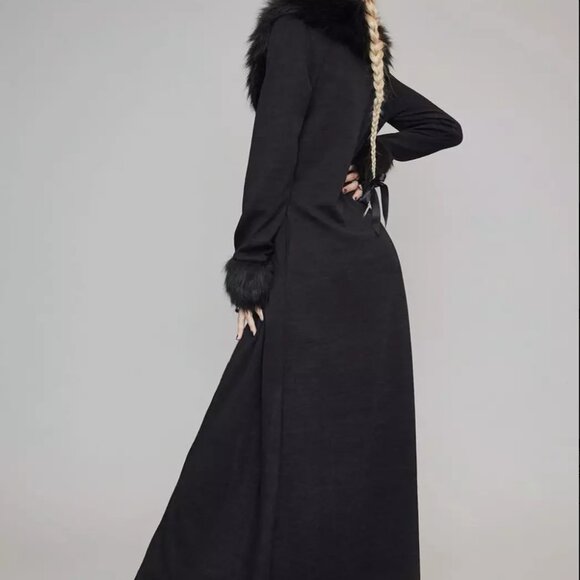 Widow (Dolls Kill) Forever Nocturnal Knit Duster Faux Fur Women's Size Large - Picture 4 of 10